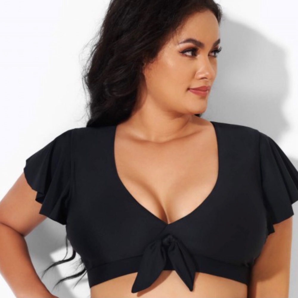 Cap Sleeve Ruffle Bikini Top